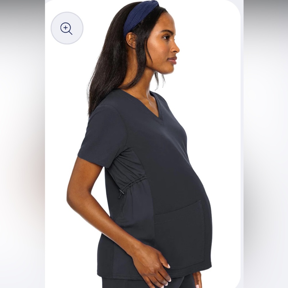 Med Couture Women's Maternity Scrub Set - Pewter - Short Sleeve and Jogger Set